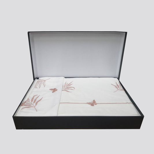 100% Pamučna posteljina za dve osobe – Leptir bronza